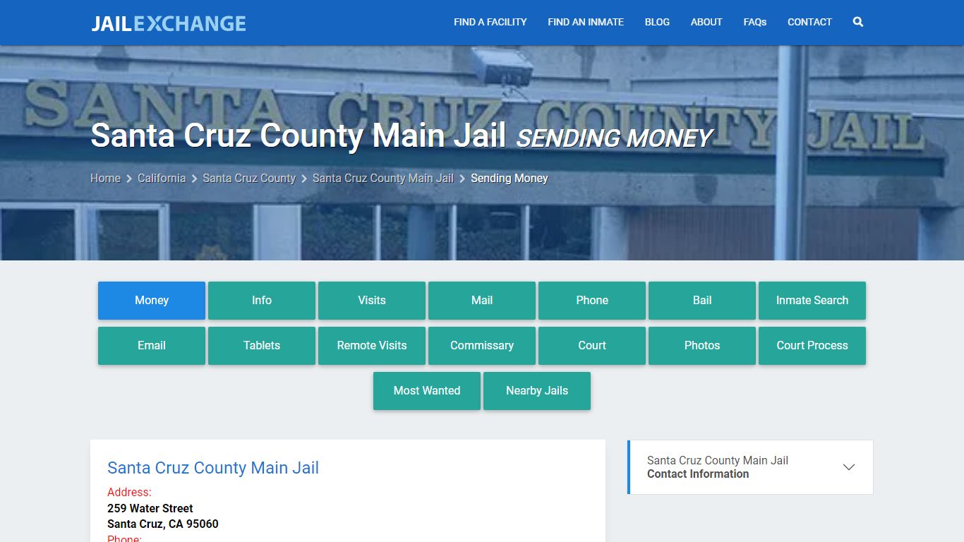 Send Money to Inmate - Santa Cruz County Main Jail, CA