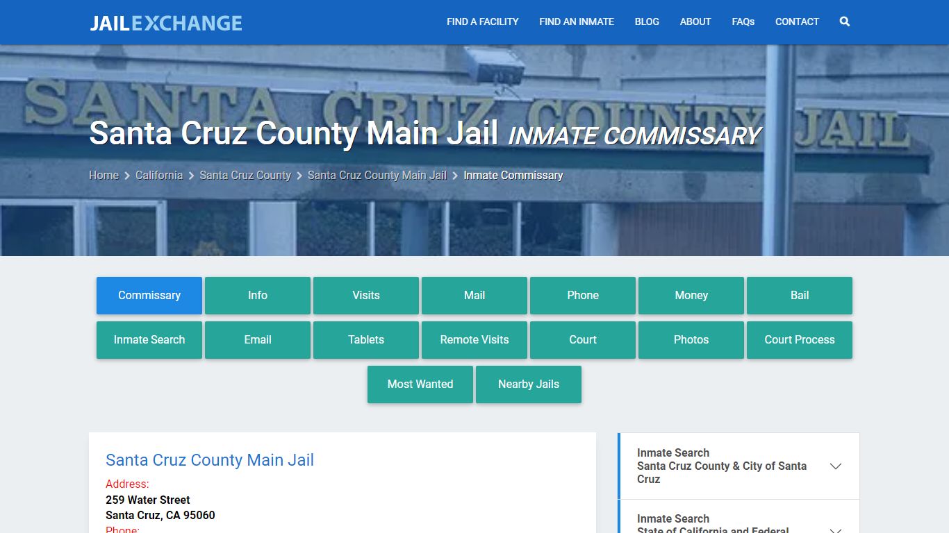 Santa Cruz County Main Jail Inmate Commissary